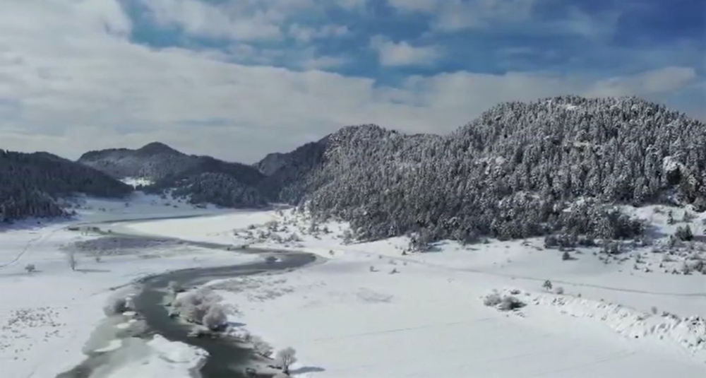 Kahramanmaraş’ta kar manzarası havadan görüntülendi 7