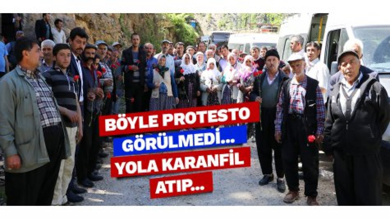 Böyle protesto görülmedi! Yola karanfil atıp...