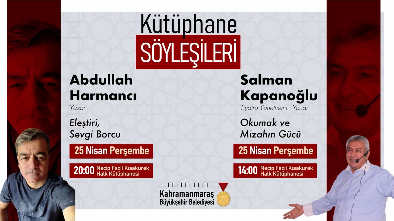 Yazar Harmancı ve Kapanoğlu, Kahramanmaraş'ta okurlarla buluşacak