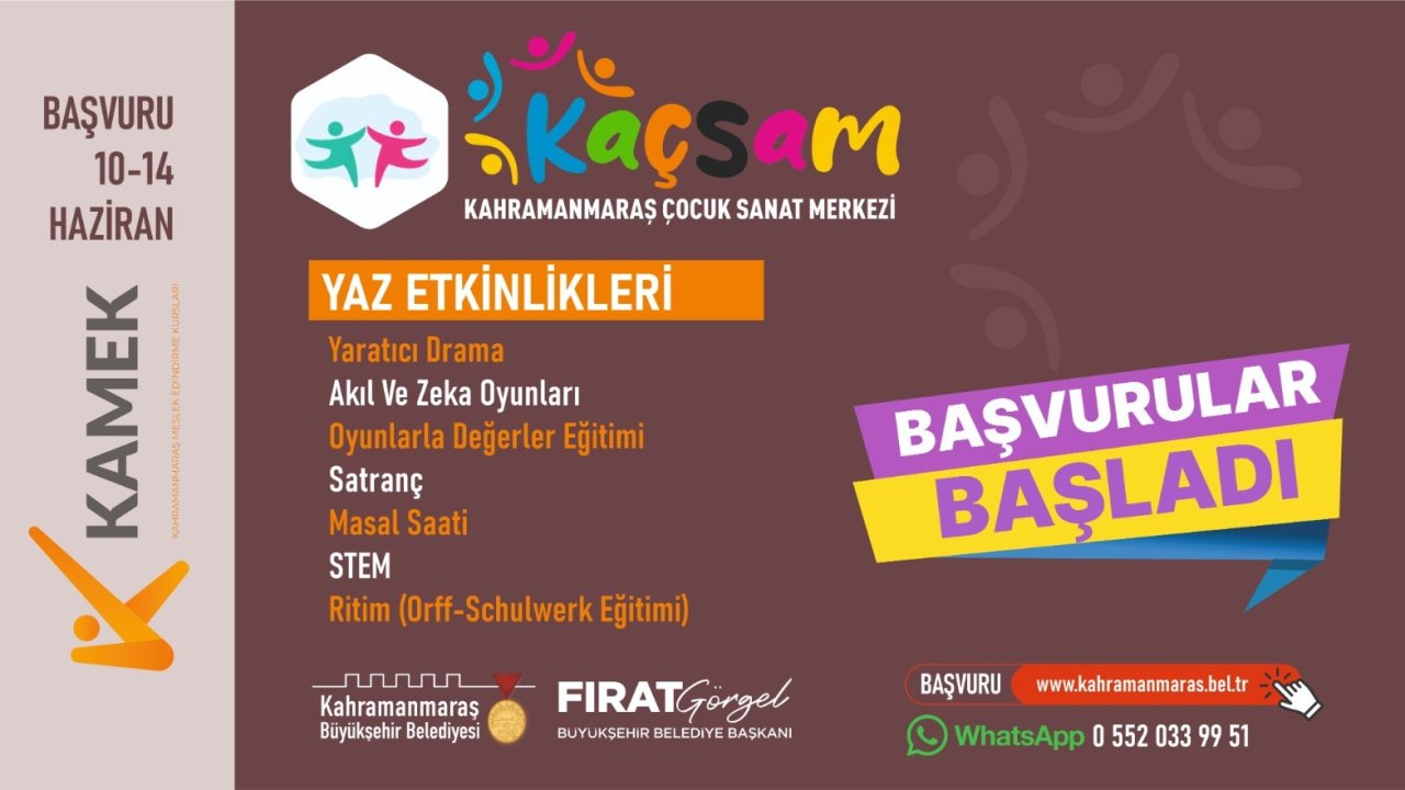 Kahramanmaraş'ta yazın çocuklar ve gençler için renkli kurslar başlıyor!