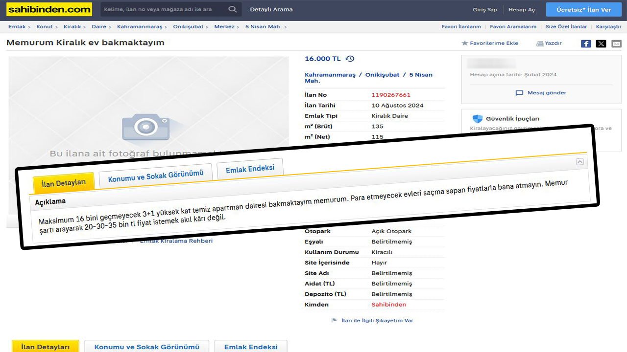 Kahramanmaraş'ta bir vatandaş, ev bulmak için ilan verdi