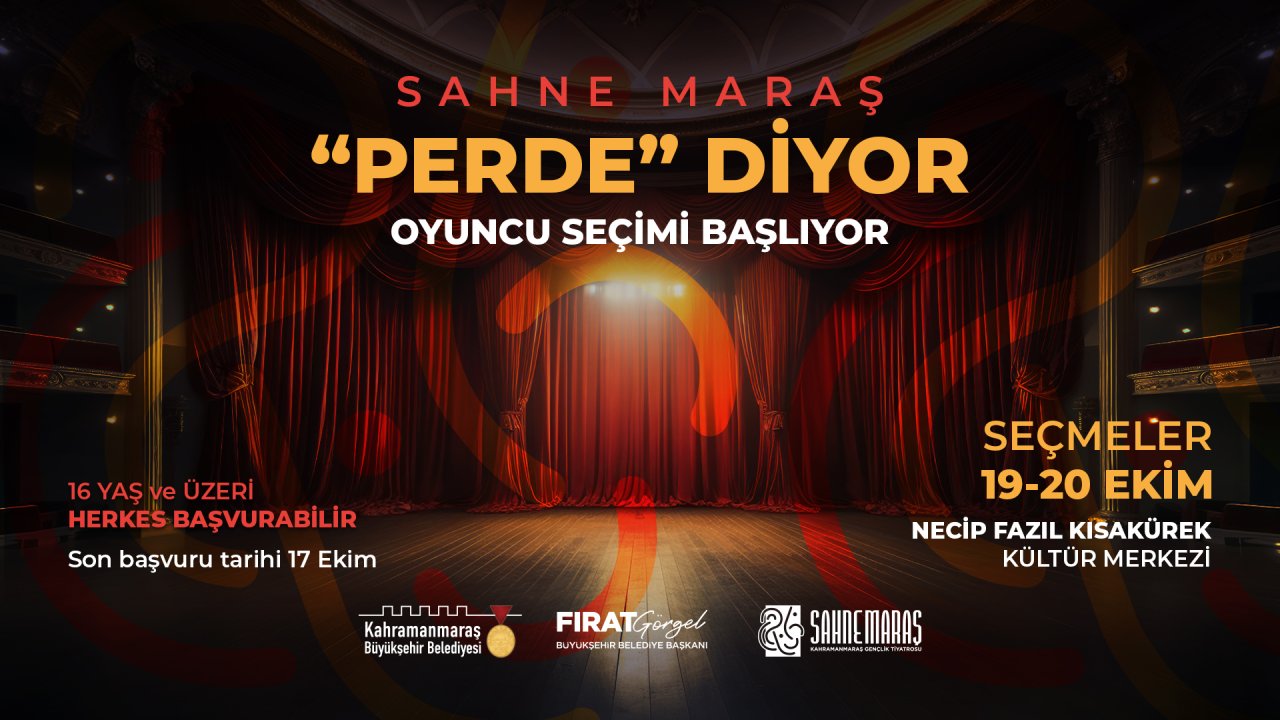 Kahramanmaraş’ta tiyatro eğitimi fırsatı: Sahne Maraş  kayıtları başladı!