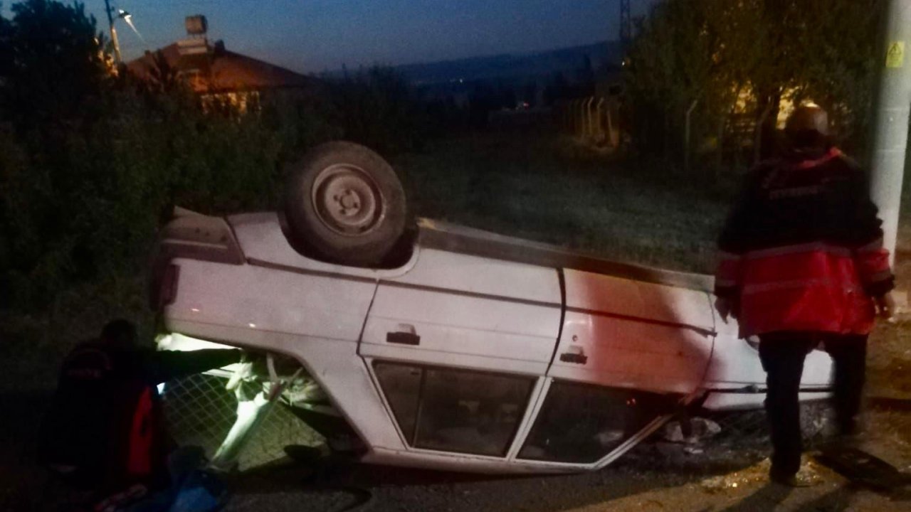 Elbistan‘da otomobil ters döndü sürücüsü yaralandı