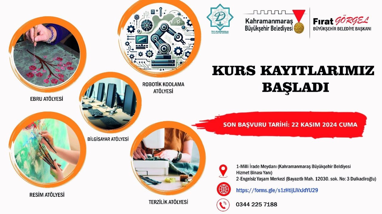 Kahramanmaraş Büyükşehir’in kursları özel katılımcılarını bekliyor!