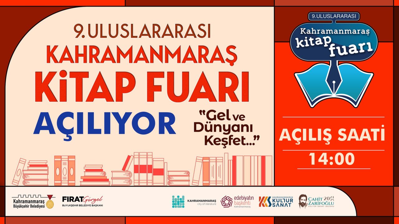 9. Uluslararası Kahramanmaraş Kitap Fuarı misafirlerine kapılarını açıyor