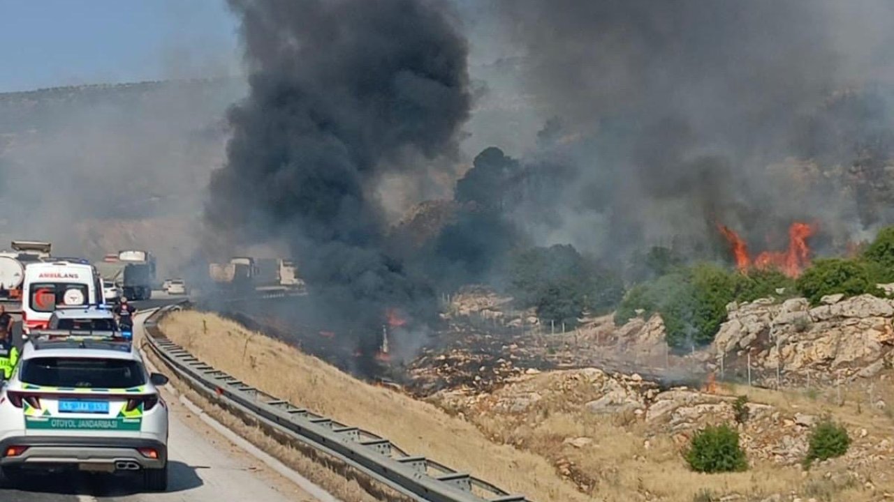 Kahramanmaraş’ta kaza yapan tır alev topuna döndü