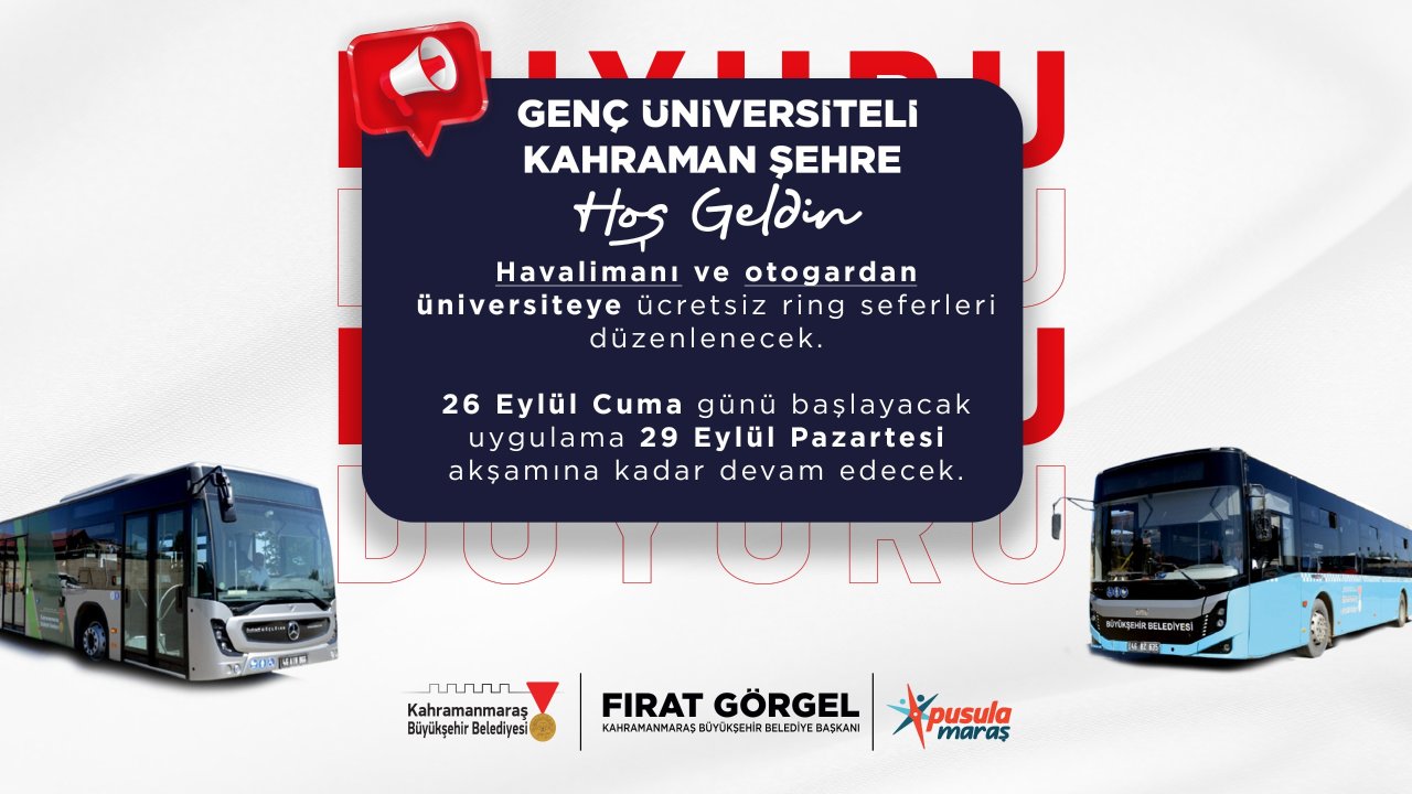 Büyükşehir’den Üniversitelilere Hoş Geldin Hediyesi: Havaalanı ve Otogardan Ücretsiz Ring Seferleri