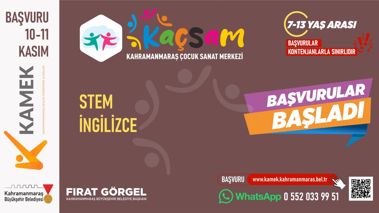 Kahramanmaraş’ta ücretsiz çocuk kurslarında yeni dönem başvuruları açıldı