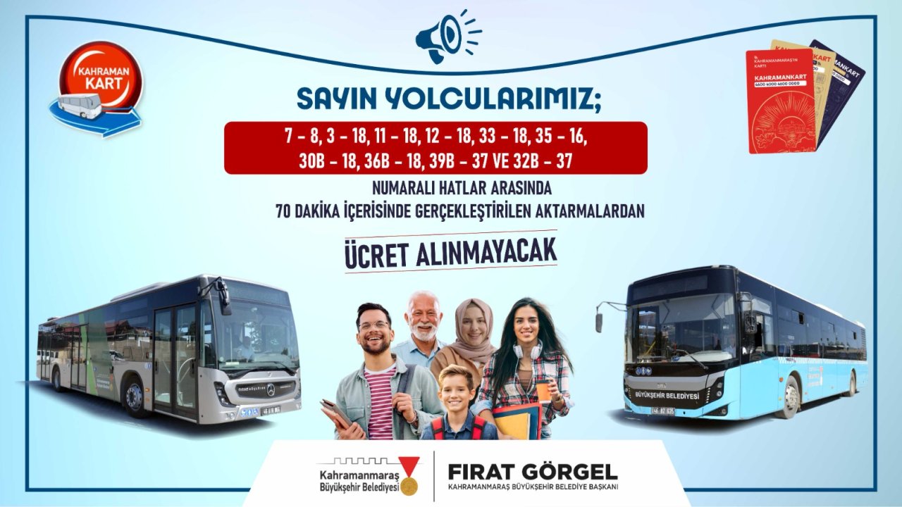 Büyükşehir’den Toplu Taşımada Ücretsiz Aktarma Dönemi