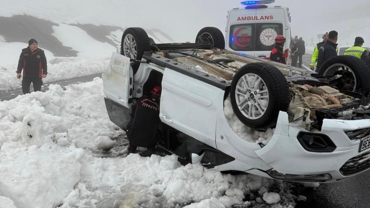 Kahramanmaraş’ta kontrolden çıkan araç takla attı