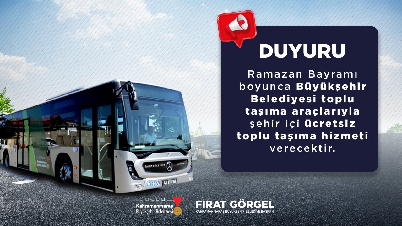 Büyükşehir’den Bayramda Ücretsiz Ulaşım