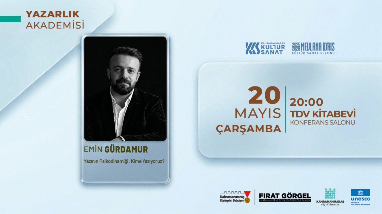 Yazar Emin Gürdamur, Kahramanmaraş’ta Okurlarıyla Buluşacak