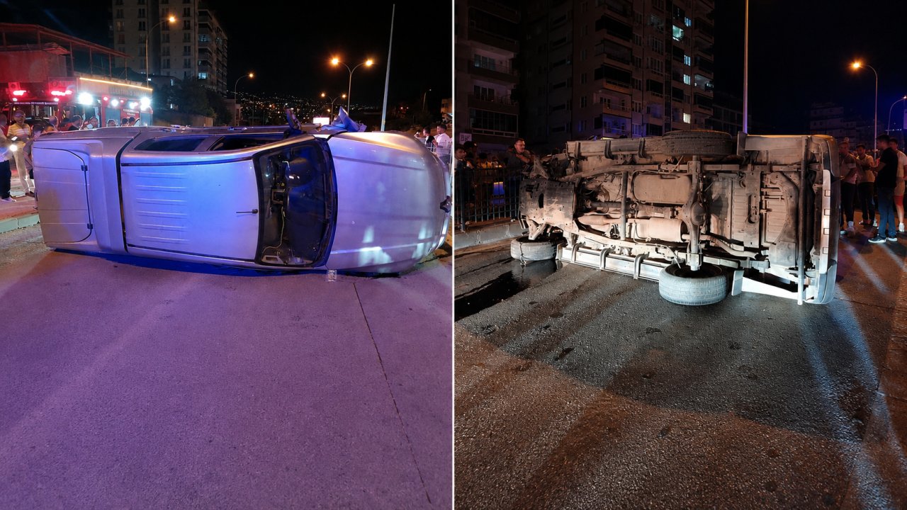 Kahramanmaraş’ta Pikap Bariyerlere Çarparak Devrildi