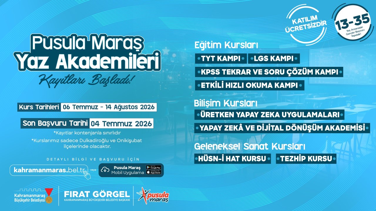 Pusula Maraş Yaz Akademileri Başvuruları Başladı