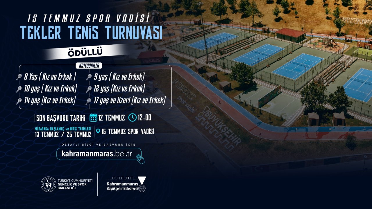 15 Temmuz Spor Vadisi Tenis Turnuvası İçin Başvurular Başladı