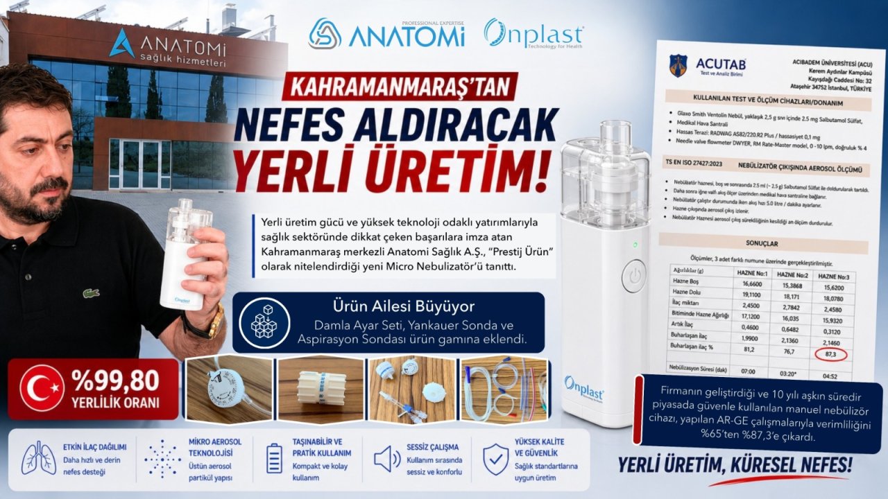 Kahramanmaraş’tan nefes aldıracak yerli üretim: Anatomi Sağlık A.Ş., prestij ürünü Micro Nebulizatör ve yeni ürünlerini tanıttı