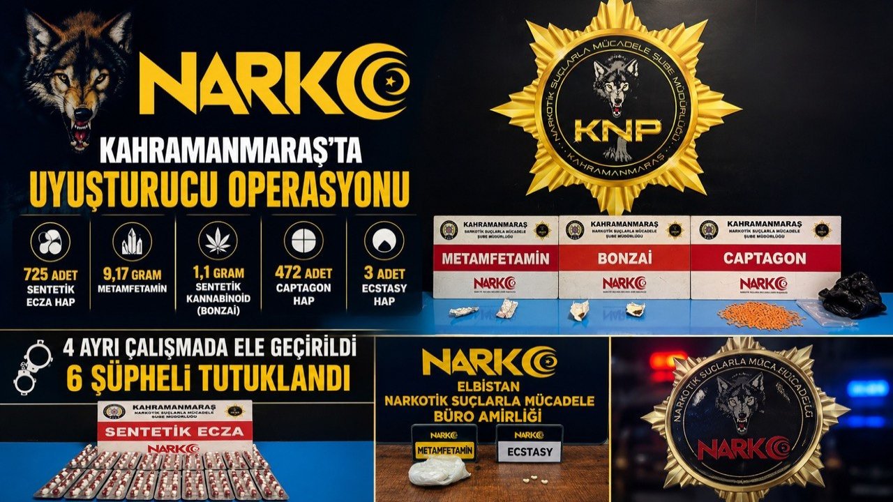 Kahramanmaraş’ta uyuşturucu operasyonları 6 şüpheli tutuklandı