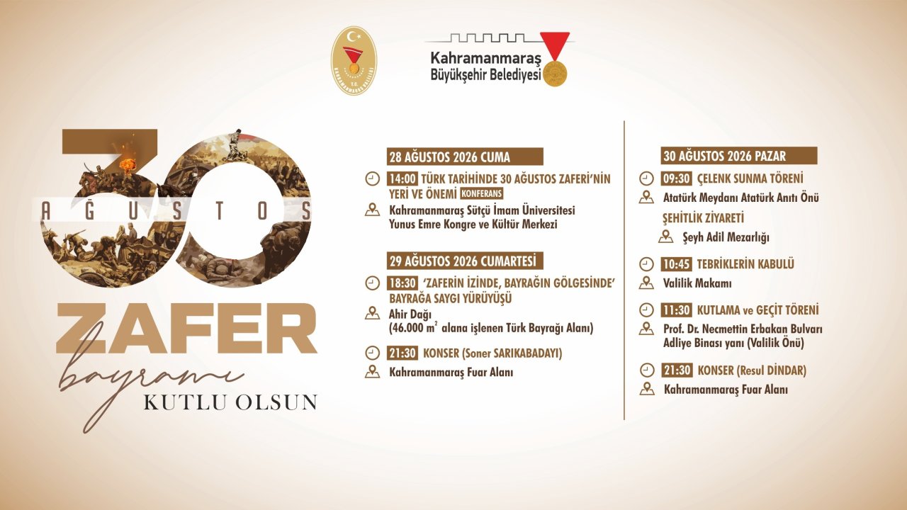 Kahramanmaraş’ta 30 Ağustos Coşkusu 3 Gün Sürecek