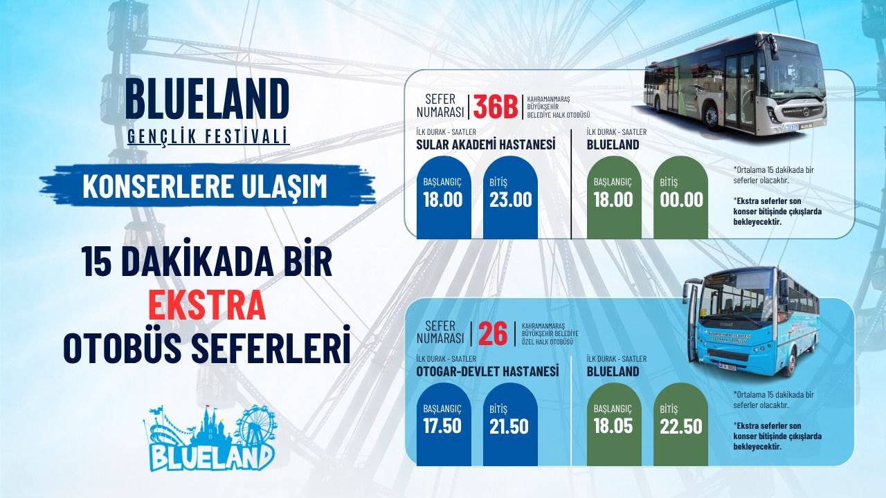 Blueland Gençlik Festivali için otobüs seferleri artırıldı