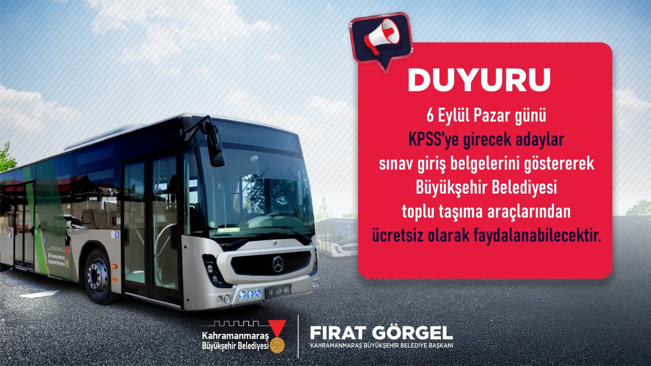 Büyükşehir’den KPSS Adaylarına Ücretsiz Ulaşım Desteği