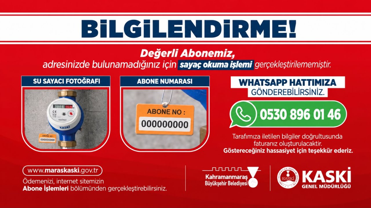 KASKİ’den Kahramanmaraşlı abonelere sayaç uyarısı