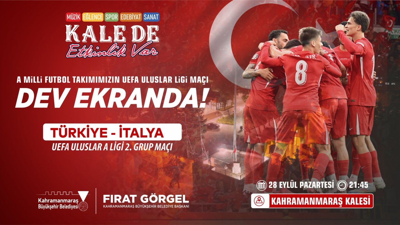 Milli Maç Coşkusu Kahramanmaraş Kalesi’nde Dev Ekranda