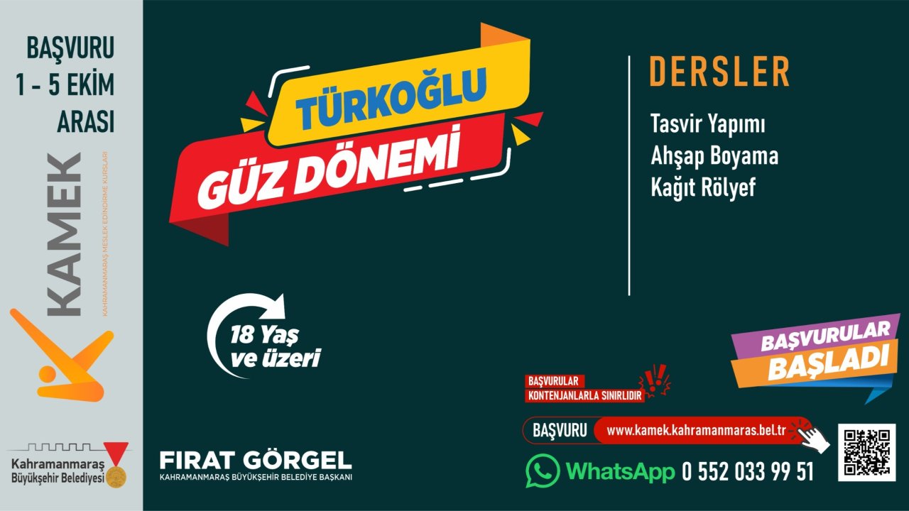 Kahramanmaraş’ta KAMEK Kursları Başlıyor Son Başvuru 5 Ekim