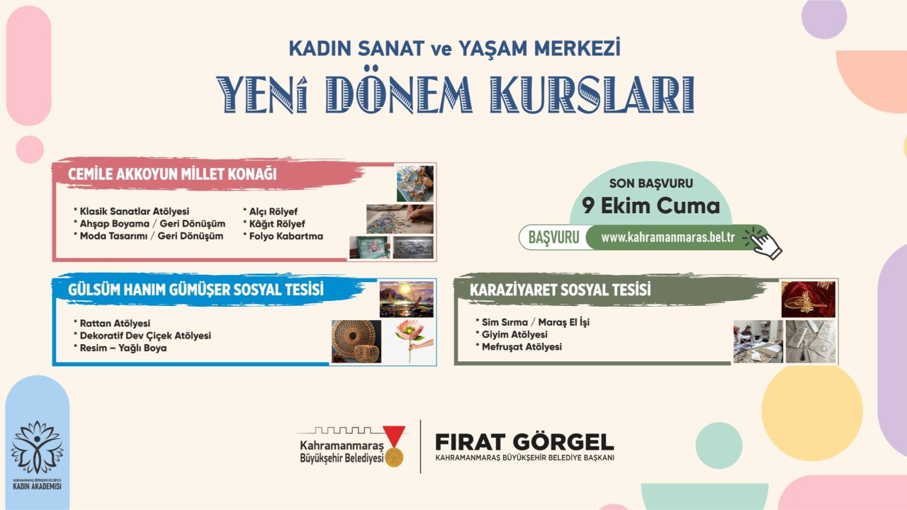 Kahramanmaraş’ta kadınlar için yeni kurs dönemi başlıyor