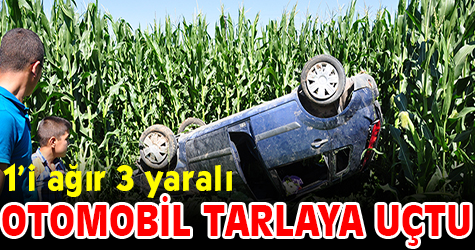 Otomobil tarlaya uçtu: 1'i ağır 3 yaralı