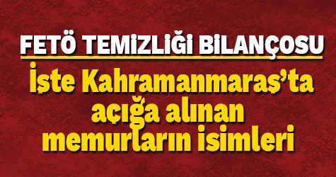 Kahramanamaraş'ta açığa alınan memurların isim isim listesi