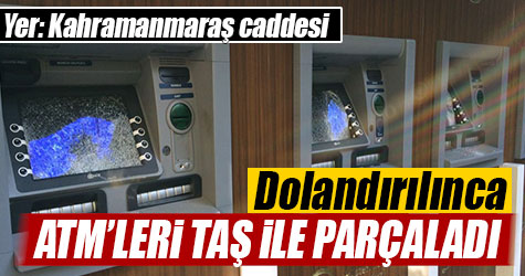 Kahramanmaraş caddesinde ATM'leri taş ile parçaladı