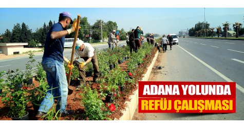 Adana yolunda refüj çalışması