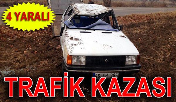 ELBİSTAN'DA TAKLA ATAN OTOMOBİLDEKİ 4 KİŞİ YARALANDI