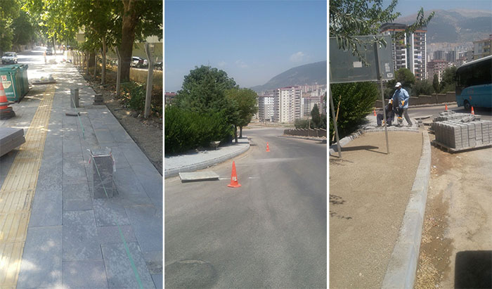 Kaldırımlara bazalt döşeme