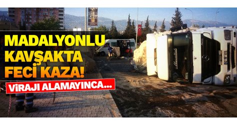 Madalyonlu kavşakta feci kaza! Virajı alamayınca...