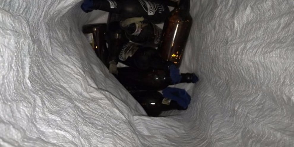 Bir çuval molotofkokteyliyle yakalandı