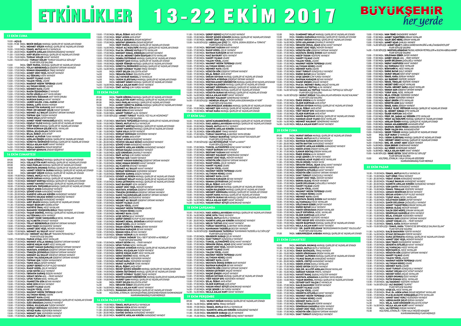 KİTAP VE KÜLTÜR FUARI’NDA İMZA GÜNLERİ VE SÖYLEŞİLER YAPILACAK