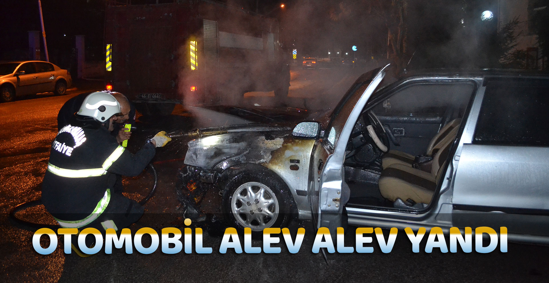 Otomobil alev alev yandı