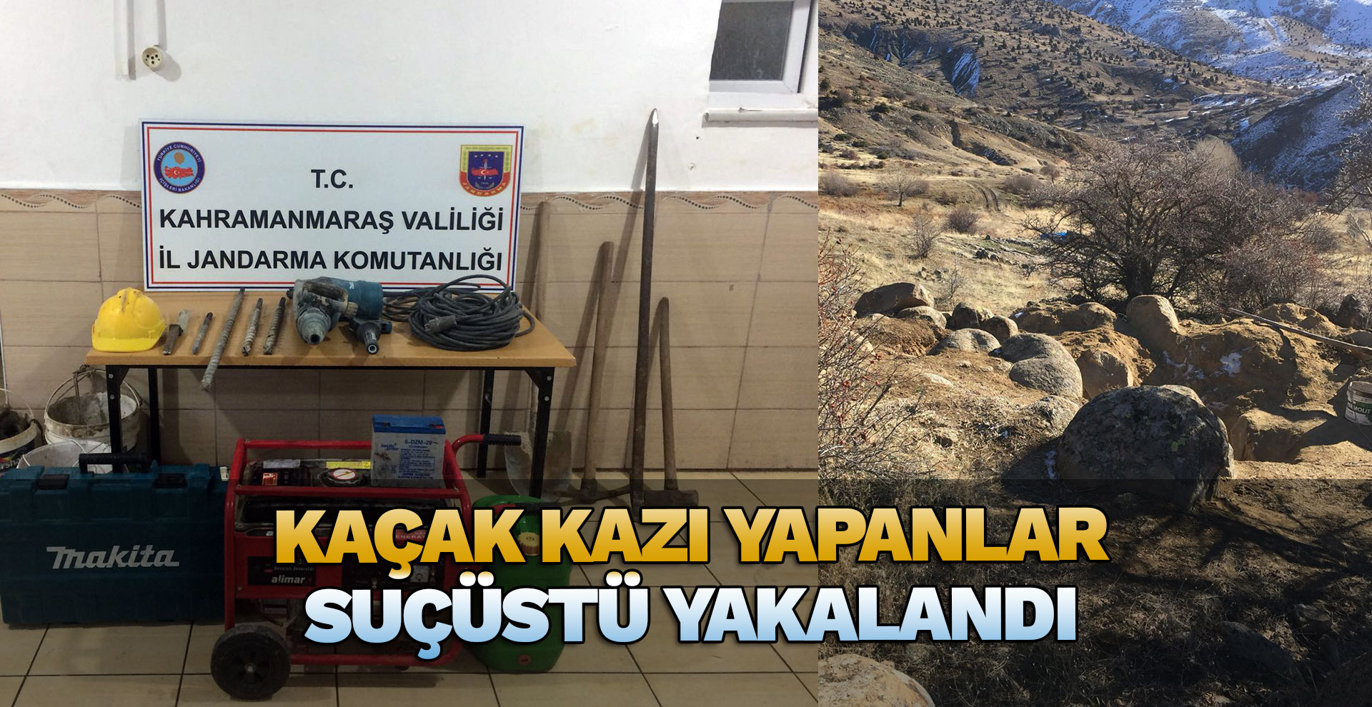 Kaçak kazı yapanlar, jandarmaya suçüstü yakalandı