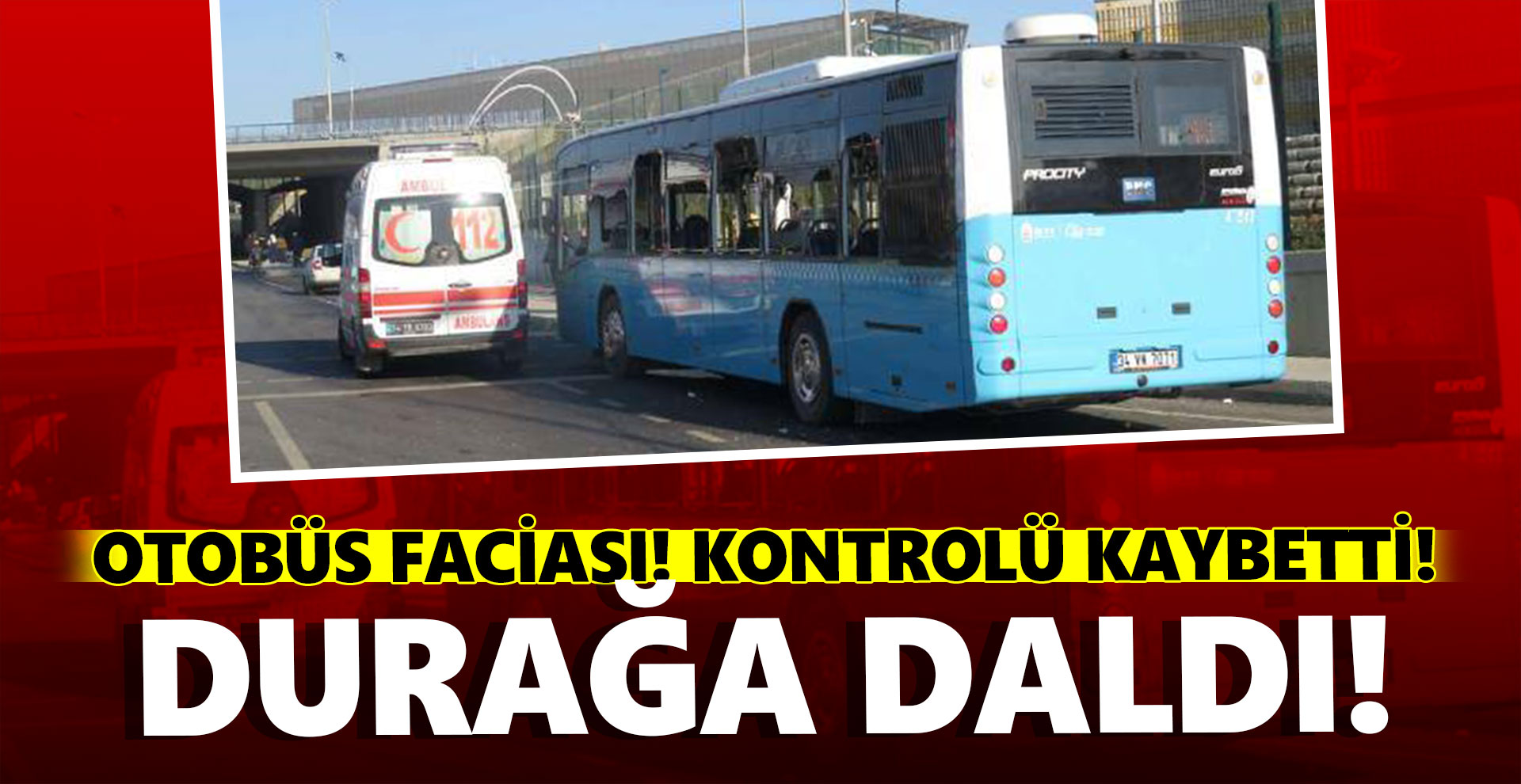 Otobüs faciası! Kontrolü kaybetti, durağa daldı!