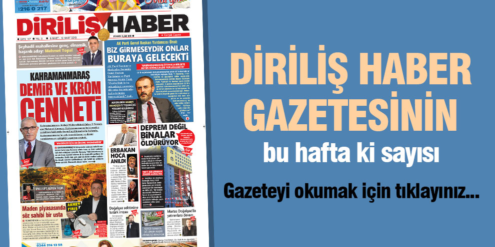 Diriliş Haber Gazetesinin bu hafta ki sayısı