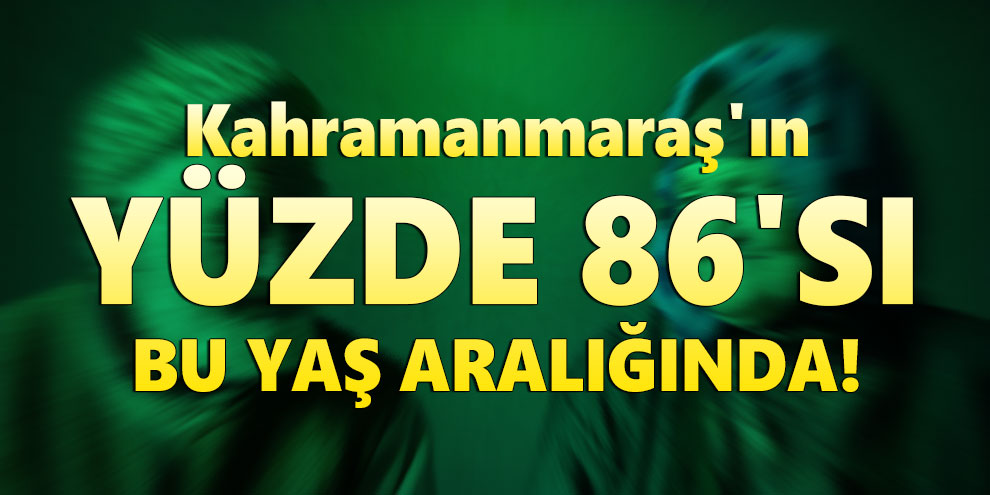 Kahramanmaraş'ın yüzde 86'sı bu yaş aralığında!