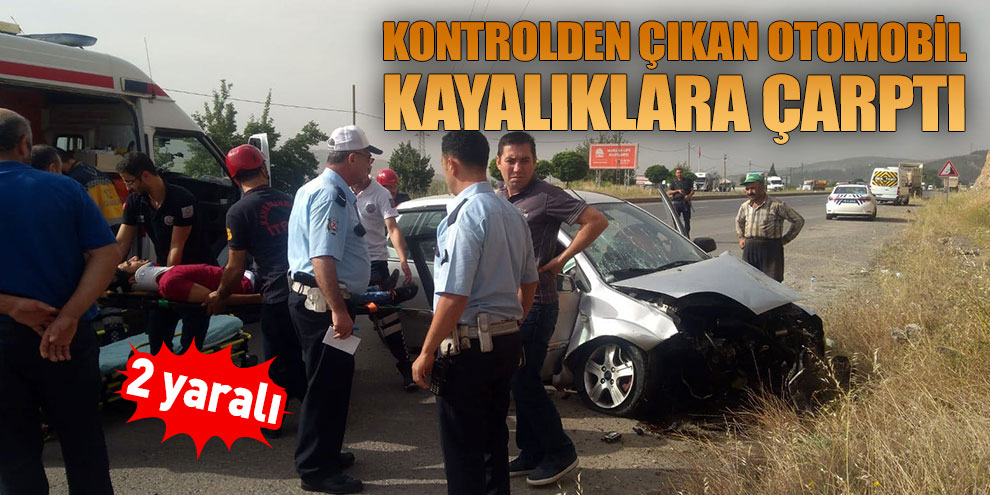 Kontrolden çıkan otomobil kayalıklara çarptı: 2 yaralı