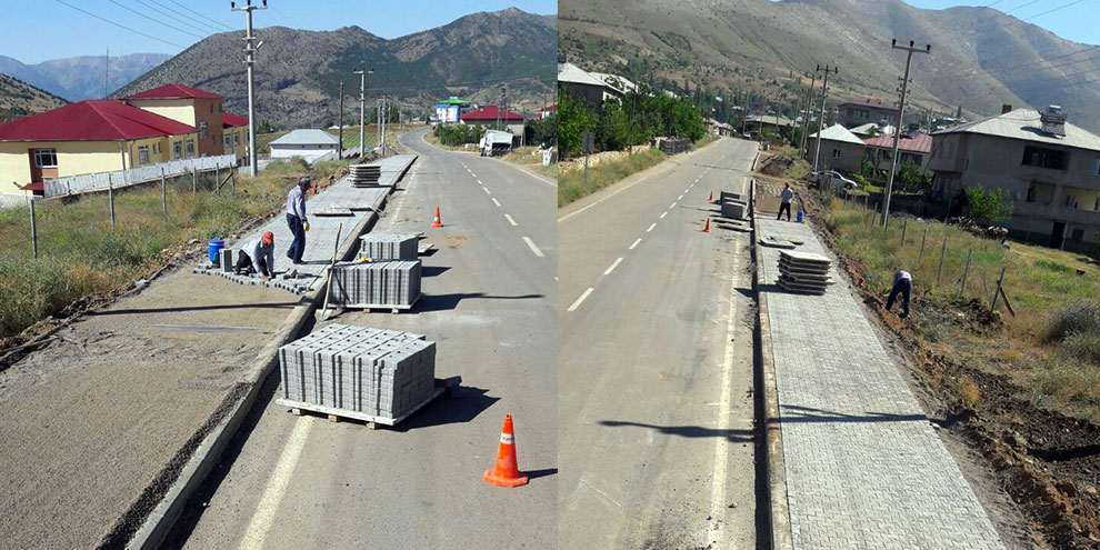 Büyükkızılcık kaldırımlarına parke