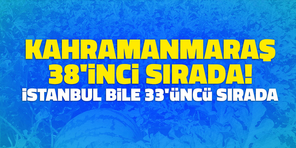 Kahramanmaraş 38'inci sırada! İstanbul bile 33'üncü sırada