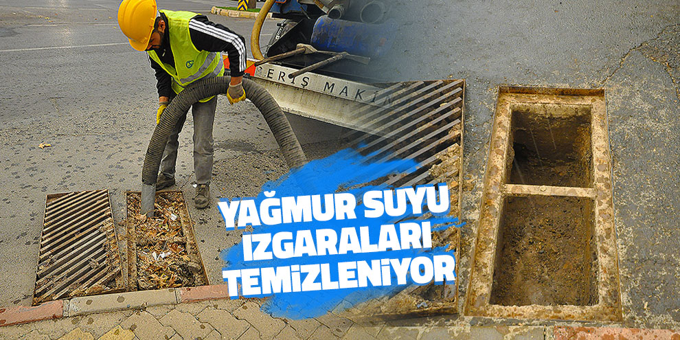 Yağmur suyu ızgaraları temizleniyor