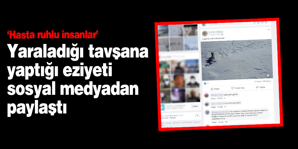 Yaraladığı tavşana yaptığı eziyeti, sosyal medyadan paylaştı