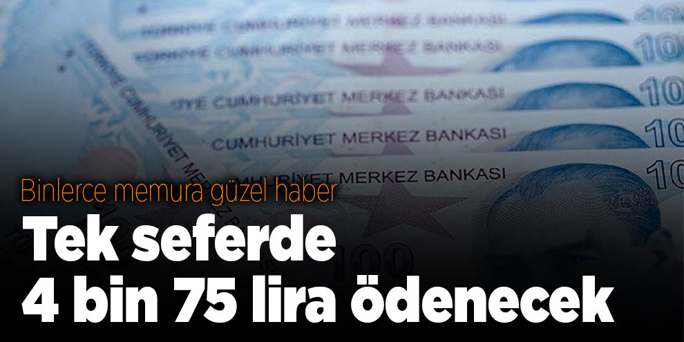 Binlerce memura güzel haber: Tek seferde 4 bin 75 lira ödenecek