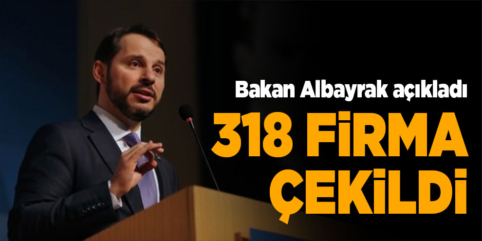Bakan Albayrak açıkladı: 318 firma çekildi