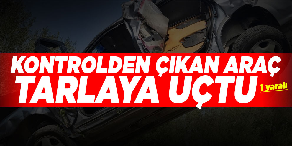 Kontrolden çıkan araç tarlaya uçtu